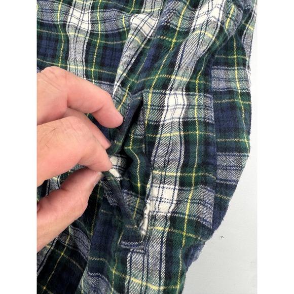 LL‎ Bean Flannel Zip Up Hoodie Mens XL LightWeight Relaxed Fit Green Plaid - Picture 6 of 13